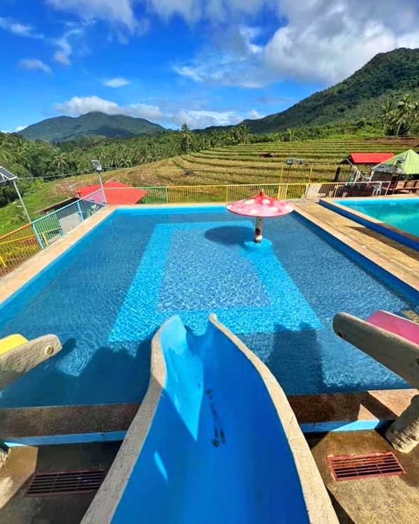 The slide leading to the pool.