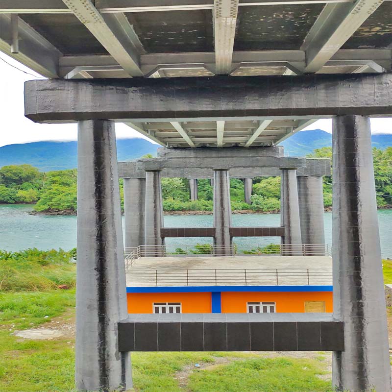 Biliran Bridge and building of DPWH.