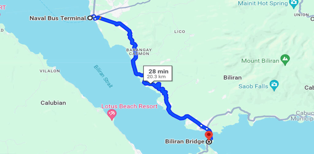 Maps from Naval proper to Biliran Bridge.