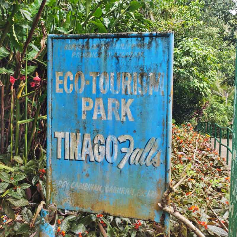 Signage before you enter Tinago Falls.