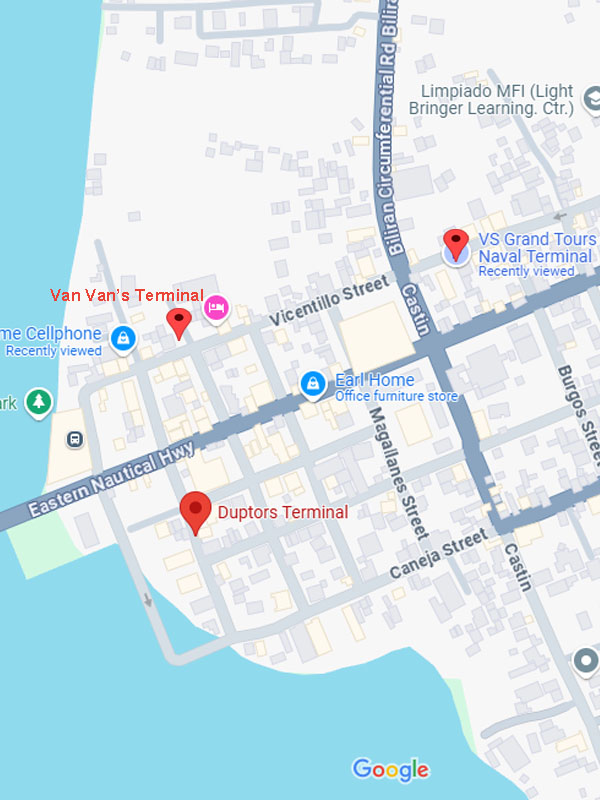Map location of Duptours Terminal, Van van's Tours Terminal, and VS GRAND tours Terminal.
