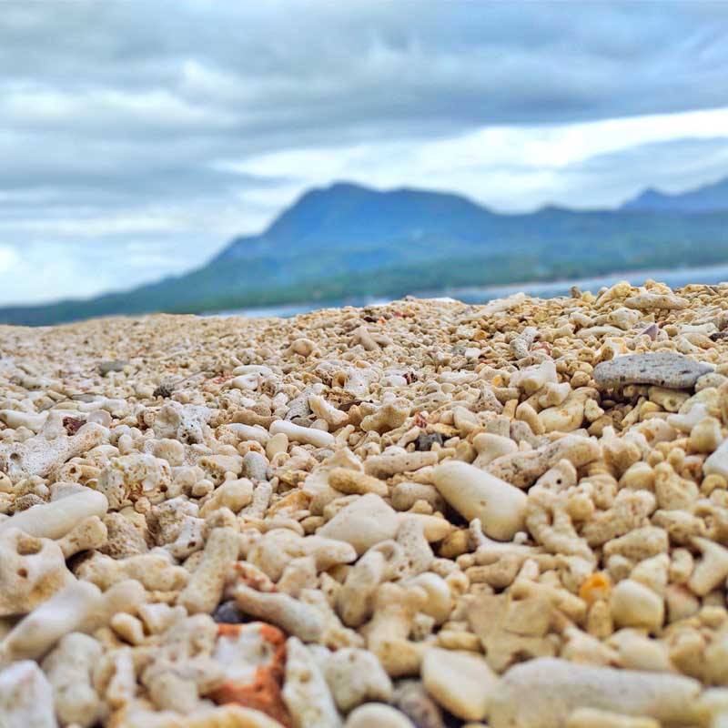 White pebbly beach of Dalutan with the mighty Mt. Panamao at the background.